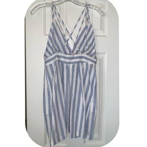White Blue Striped Summer Dress